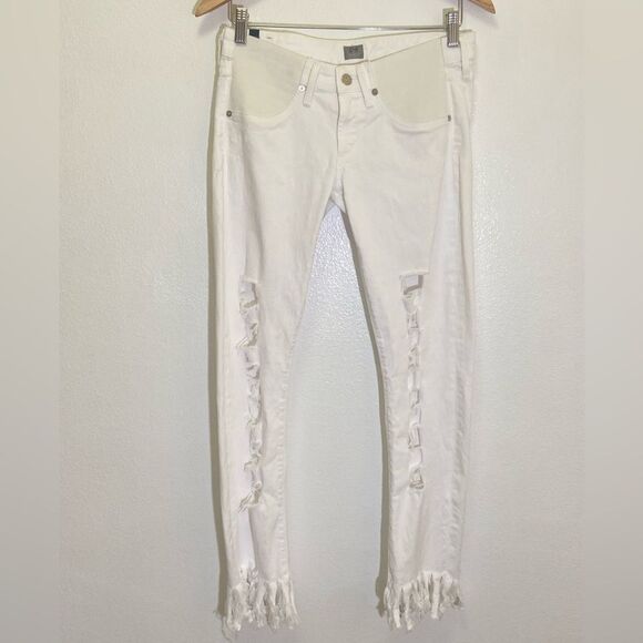 Citizens of Humanity - White Racer Skinny Leggings Frayed Destroyed - size 28 - Picture 1 of 8